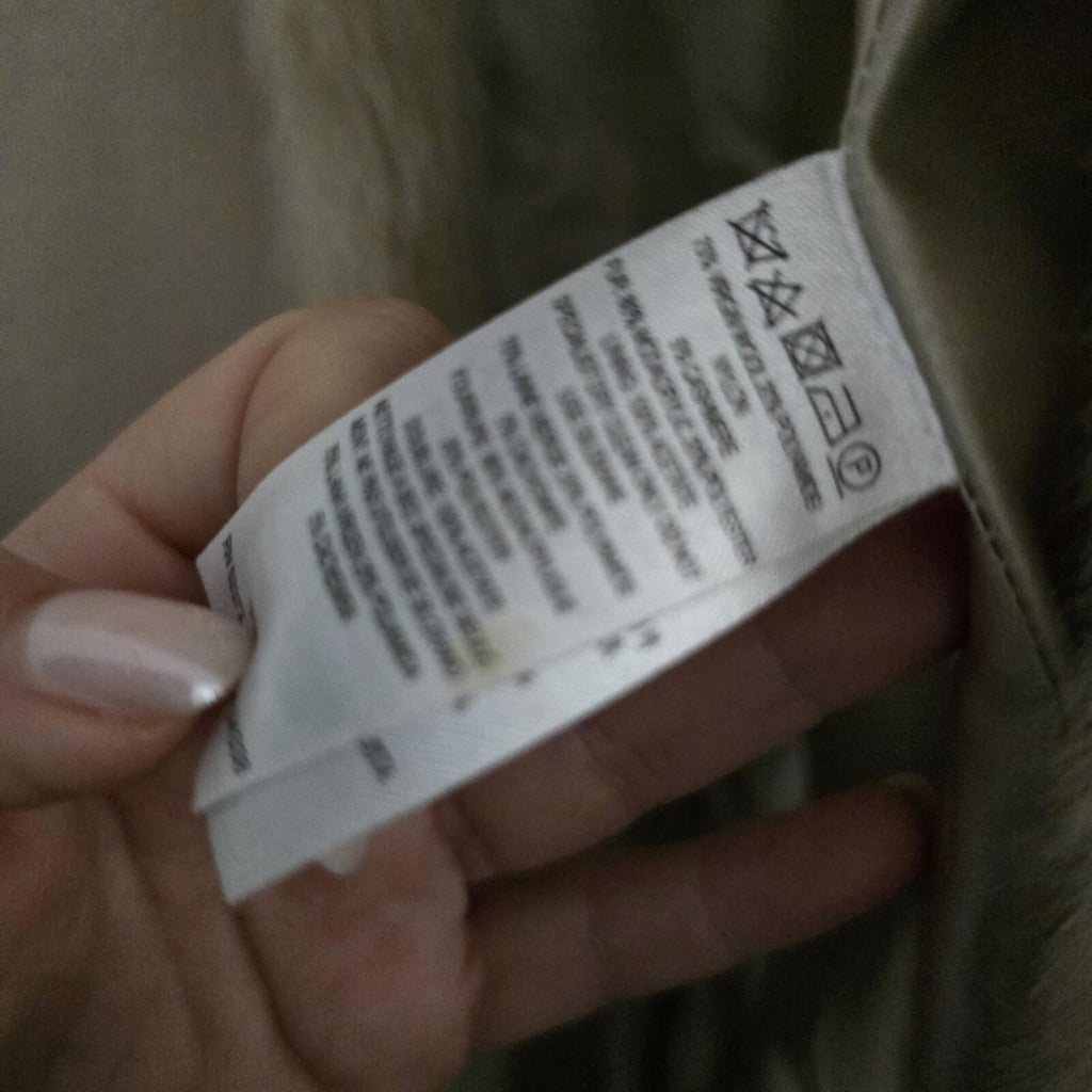 French Connection Cream Belted Faux Fur Collar Coat Size 10, virgin wool mix