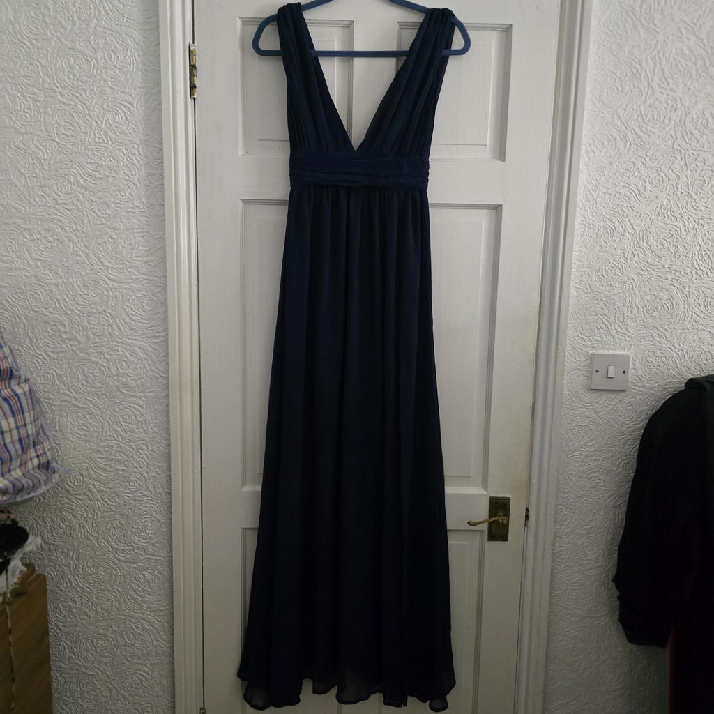 Lulus Navy Heavenly Hues Sleeveless V-Neck Maxi Dress Size XS, side split