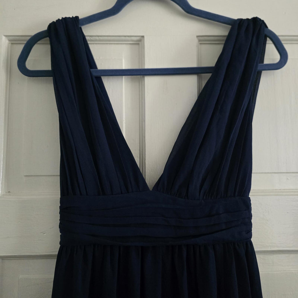 Lulus Navy Heavenly Hues Sleeveless V-Neck Maxi Dress Size XS, side split