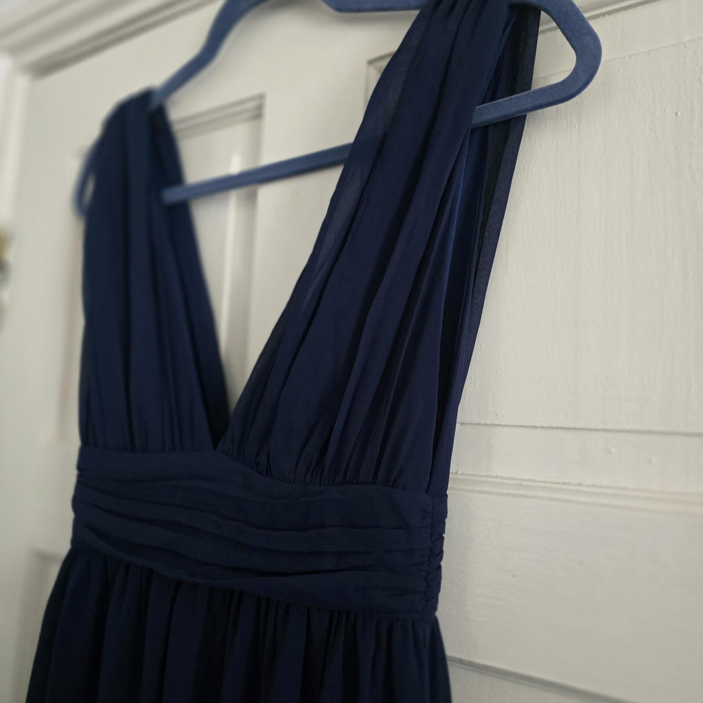 Lulus Navy Heavenly Hues Sleeveless V-Neck Maxi Dress Size XS, side split