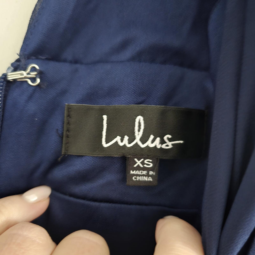 Lulus Navy Heavenly Hues Sleeveless V-Neck Maxi Dress Size XS, side split