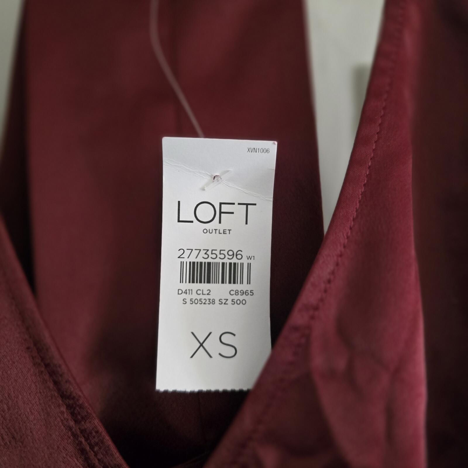 LOFT Burgundy Satin V-Neck Sleeveless Top Vest Size XS, BNWT, luxury, summer