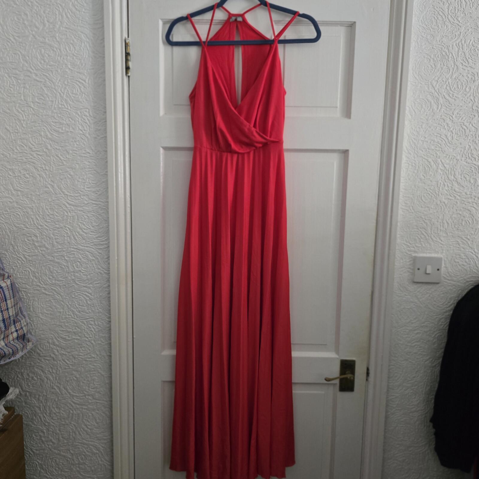 ASOS Red Halter-Neck Maxi Dress, drape, jersey, sleeveless, holiday, summer UK 6