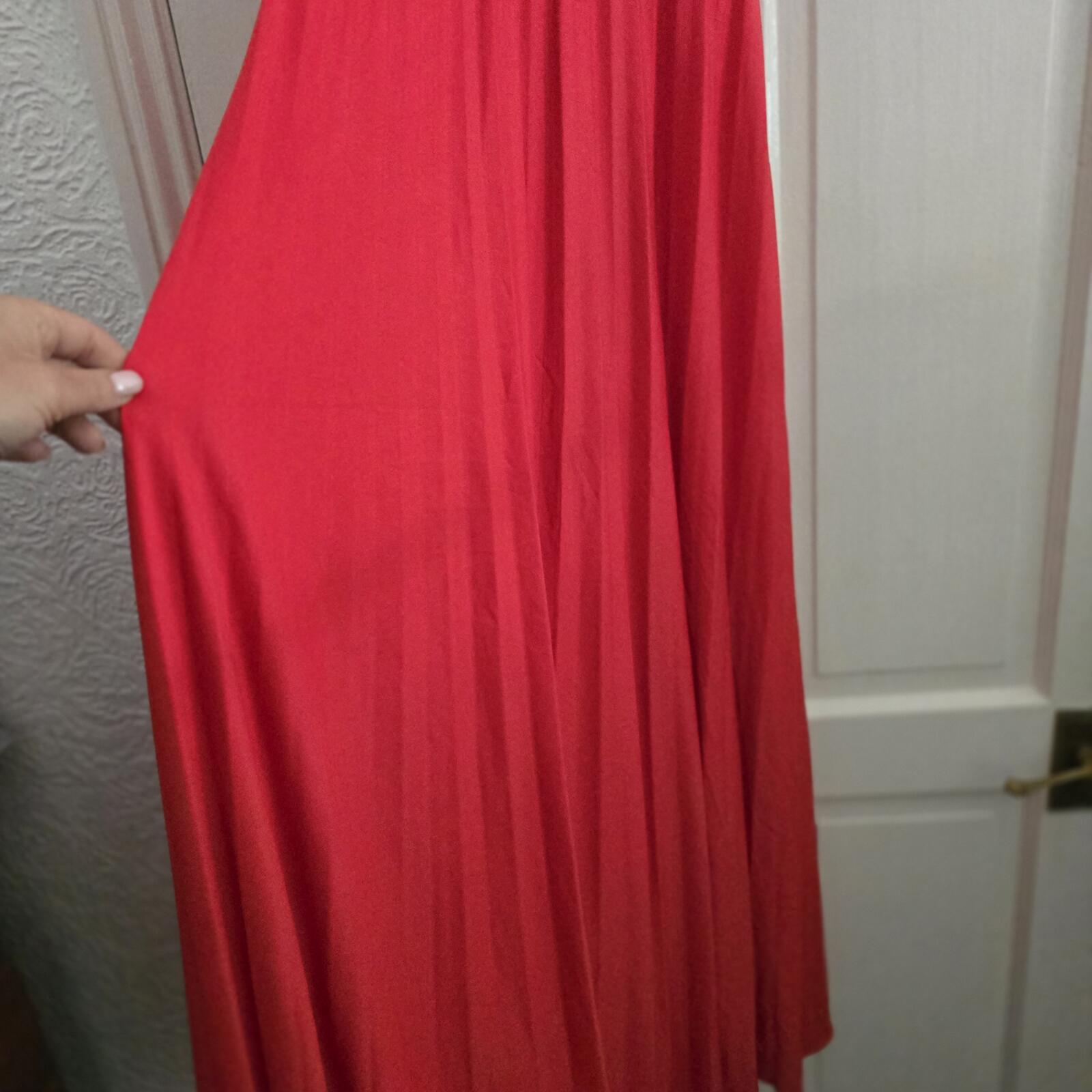 ASOS Red Halter-Neck Maxi Dress, drape, jersey, sleeveless, holiday, summer UK 6