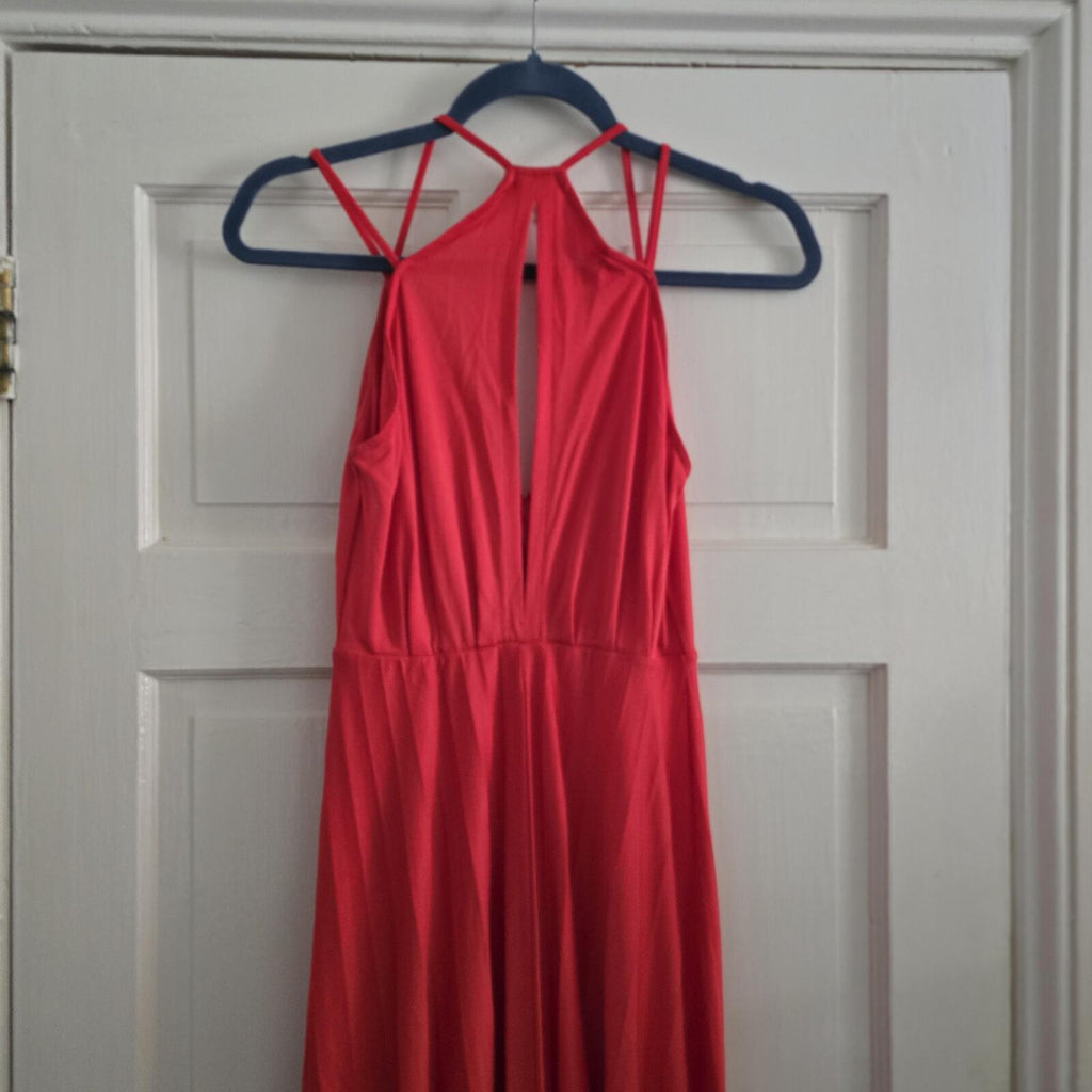 ASOS Red Halter-Neck Maxi Dress, drape, jersey, sleeveless, holiday, summer UK 6