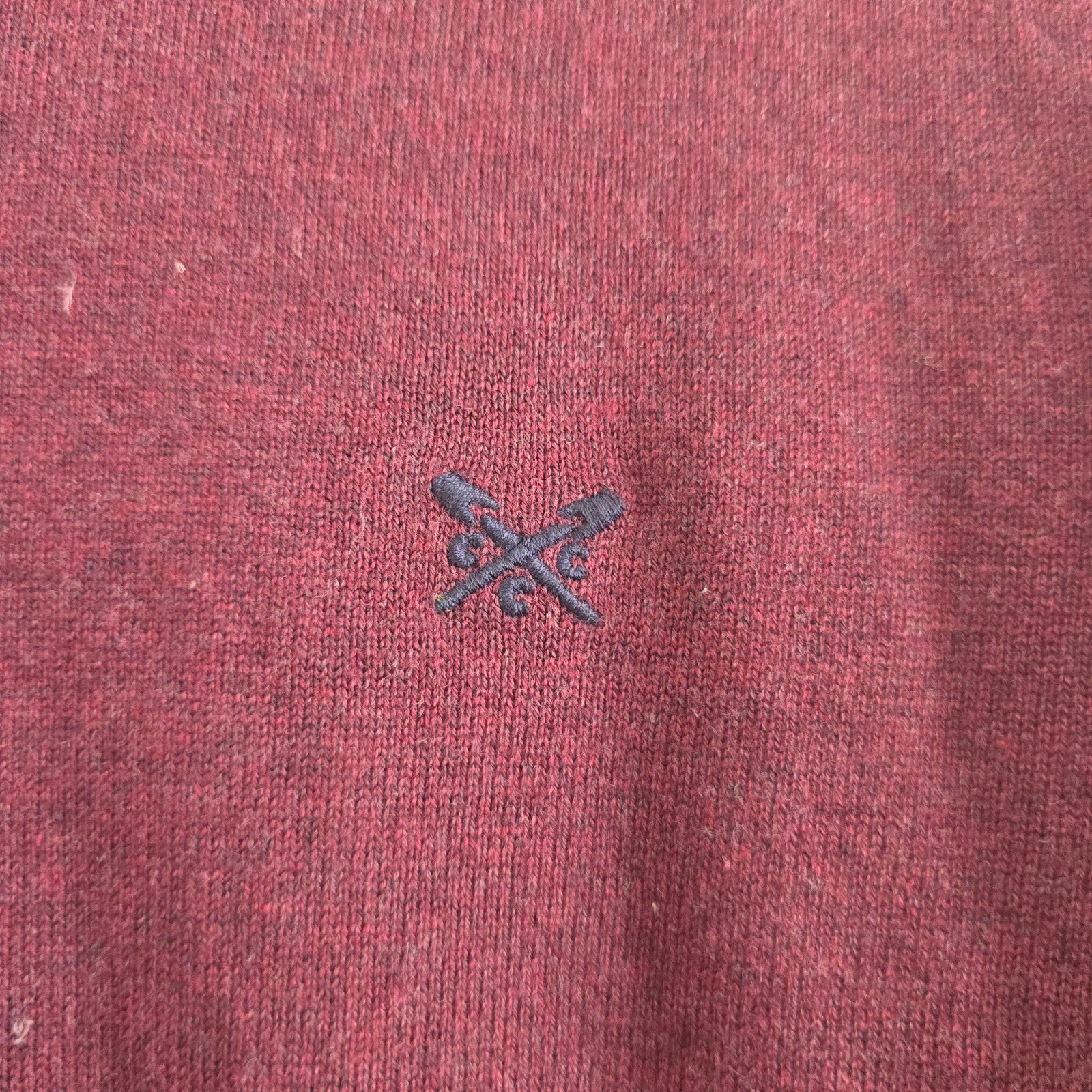 Crew Clothing Company Men's Burgundy V-Neck Cotton Jumper Sweater Medium