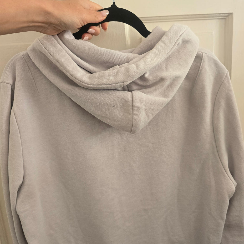 AllSaints Men's Light Grey Melton Hooded Sweatshirt Hoodie Size M