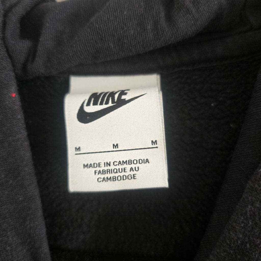 Nike Black Pullover Hoodie with White Logo, Size M, relaxed oversized, unisex