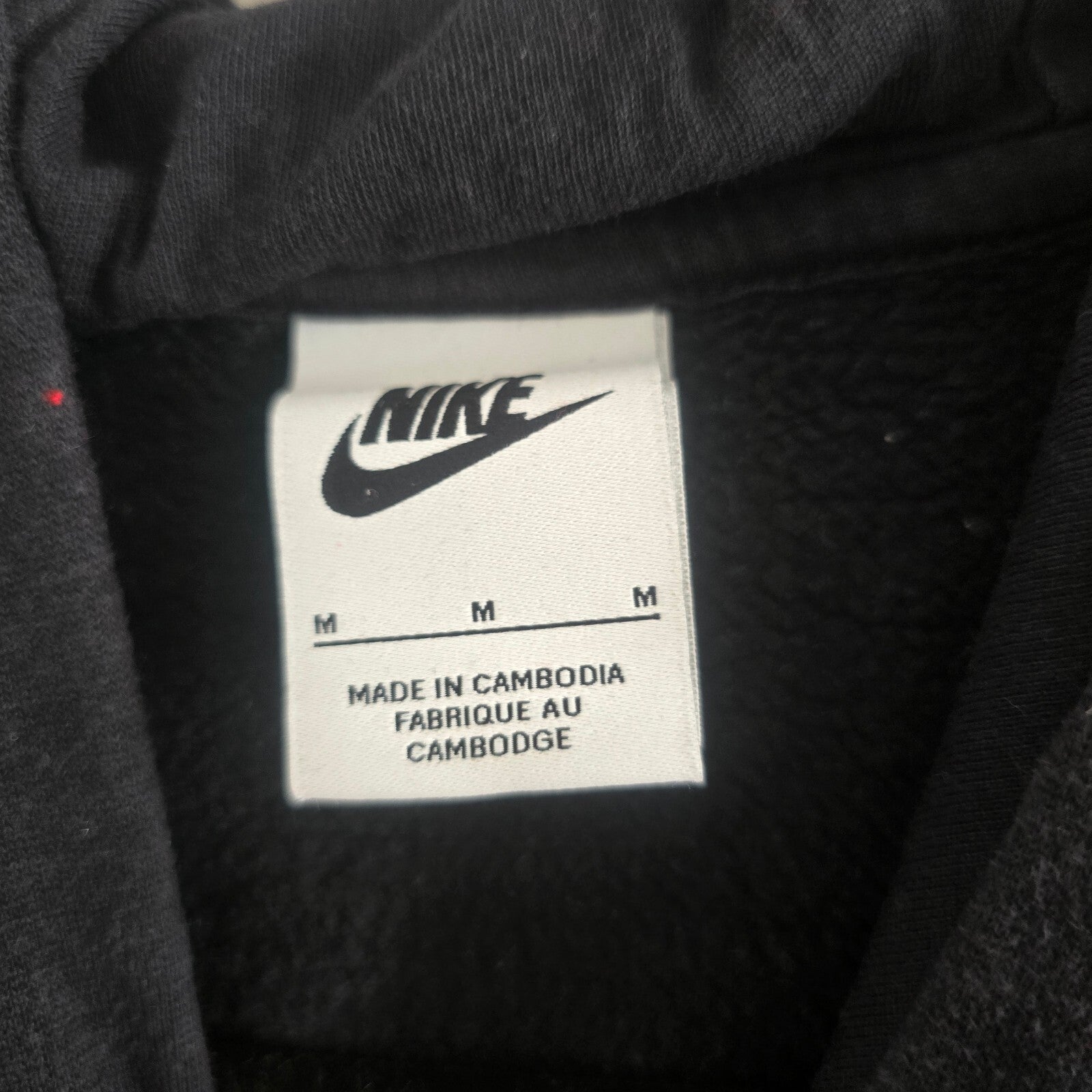 Nike Black Pullover Hoodie with White Logo, Size M, relaxed oversized, unisex