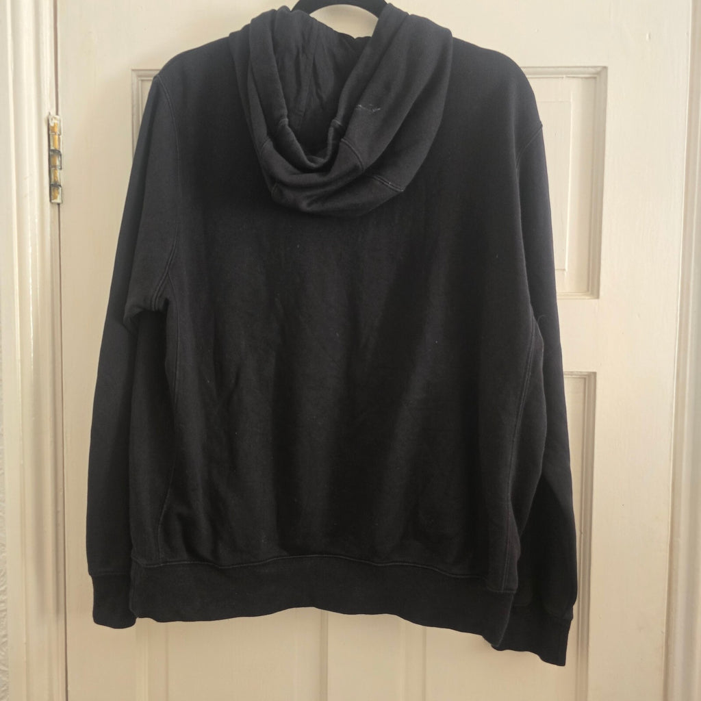 Nike Black Pullover Hoodie with White Logo, Size M, relaxed oversized, unisex