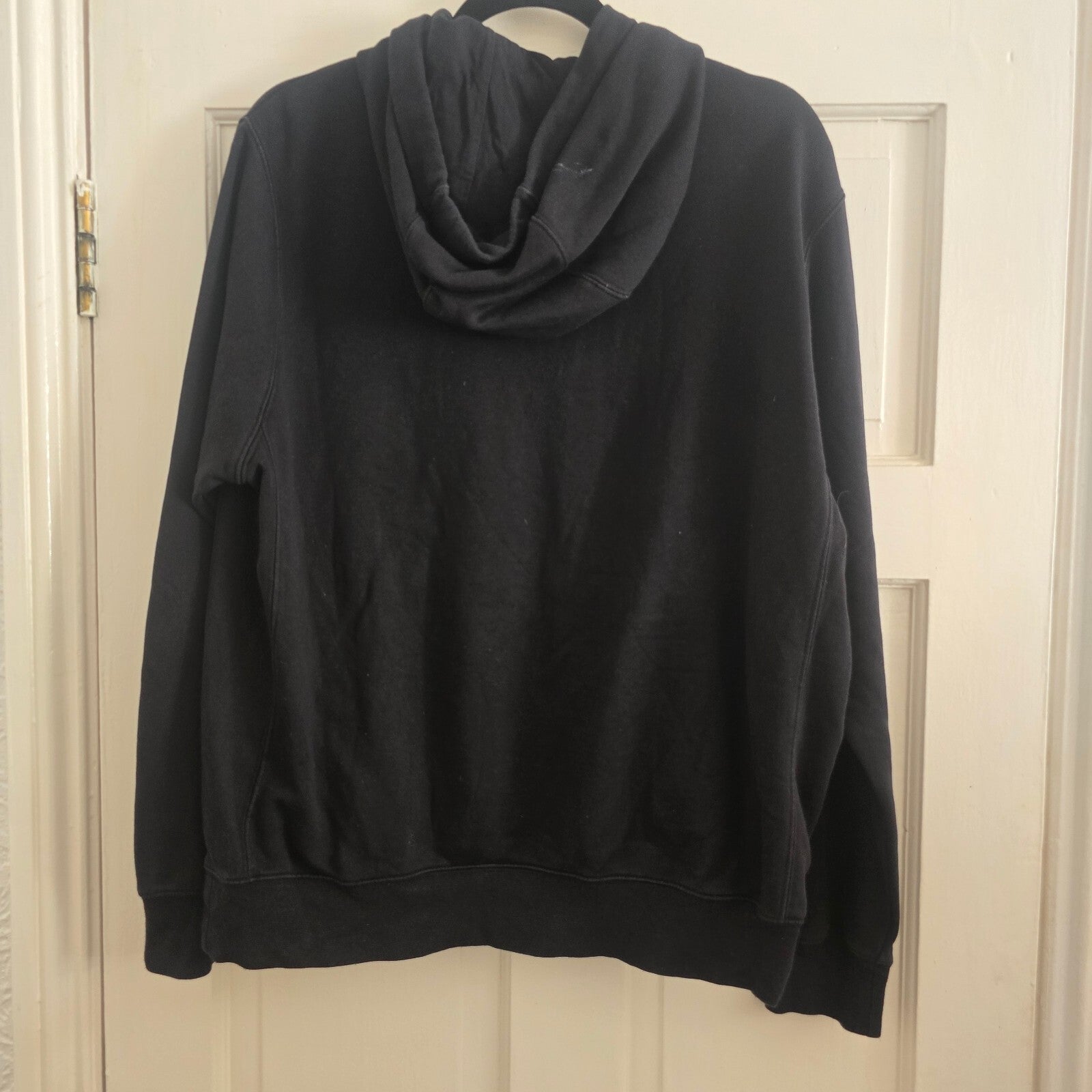 Nike Black Pullover Hoodie with White Logo, Size M, relaxed oversized, unisex