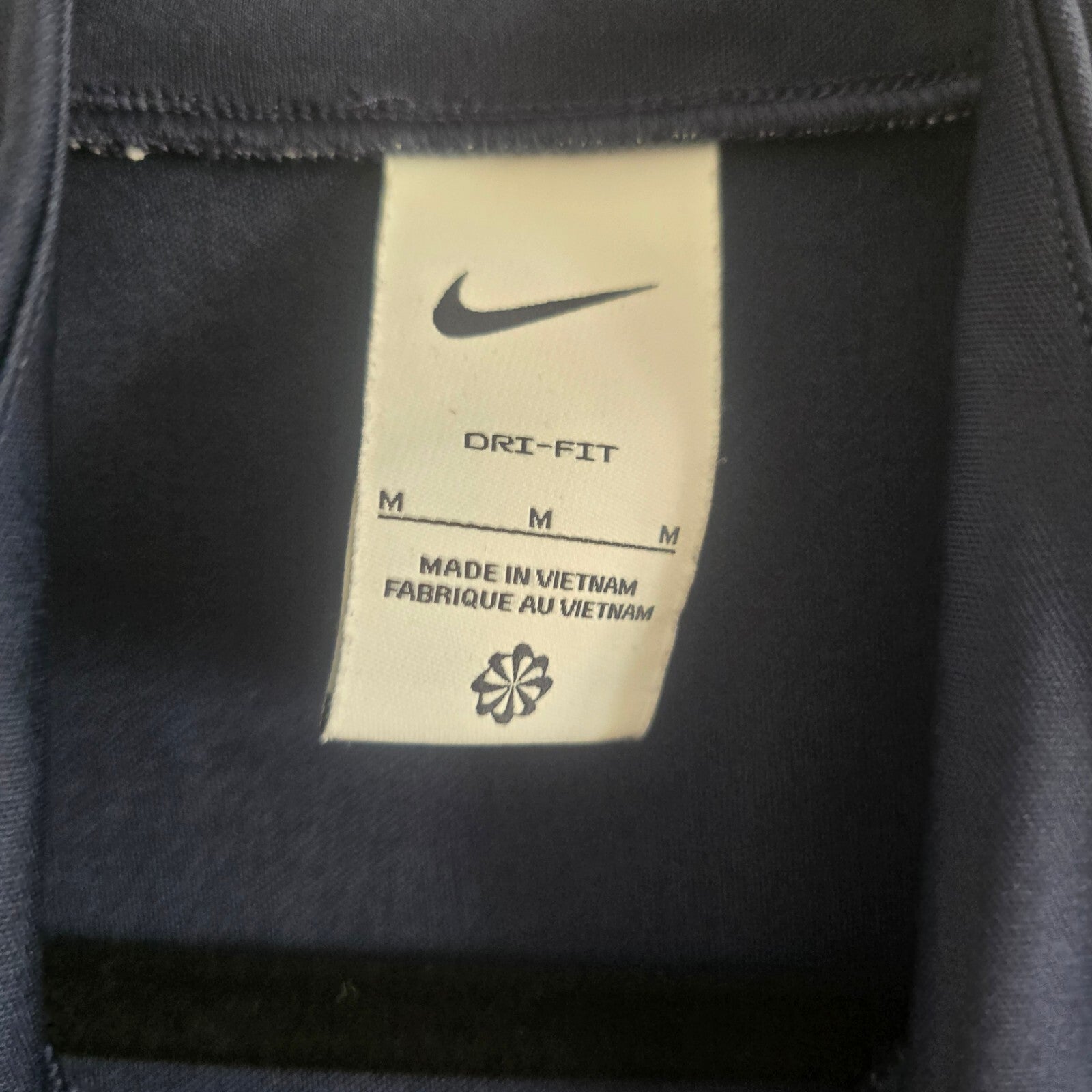 Nike Dri-FIT Navy Blue and White Long Sleeve Sports Top Size M, Mens, Unisex