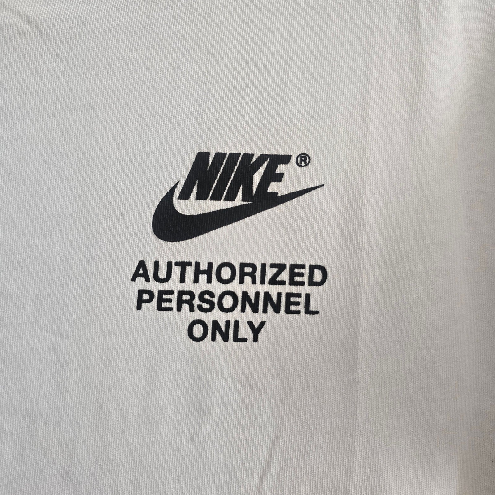 Nike The Nike Tee Authorized Personnel Only White T-Shirt Loose Fit Medium
