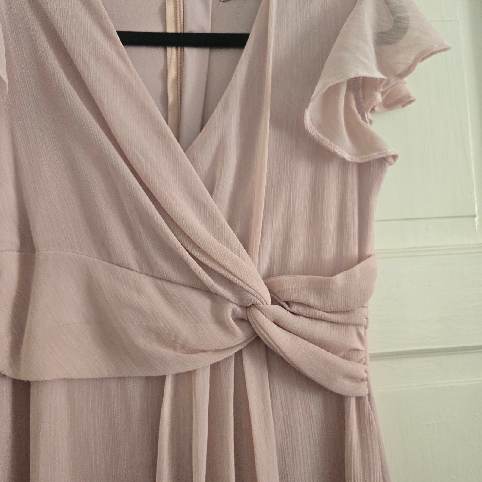 Lipsy London Pink Midi Dress with Knot Detail and Flutter Sleeves Size 12 Years