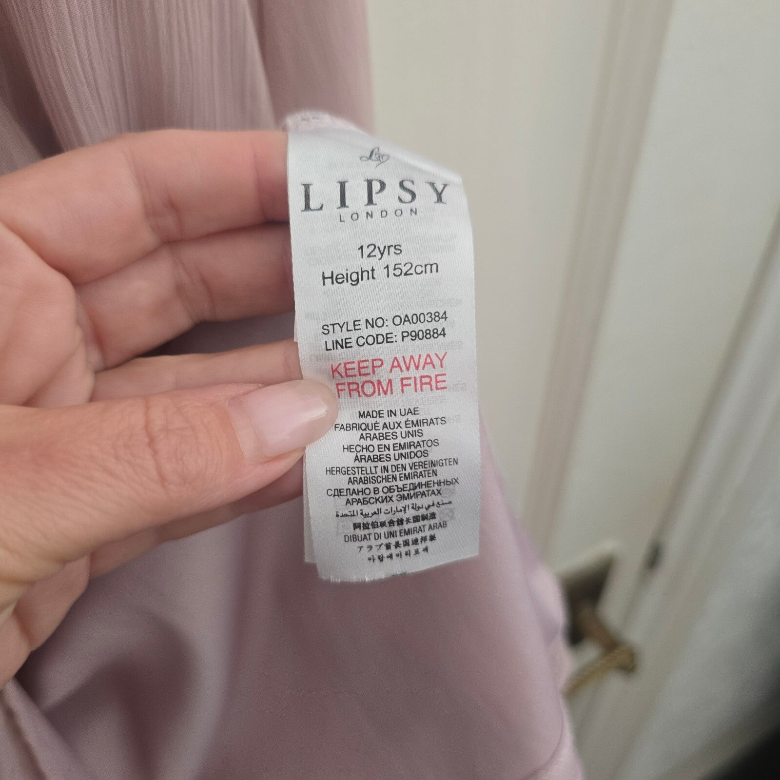 Lipsy London Pink Midi Dress with Knot Detail and Flutter Sleeves Size 12 Years