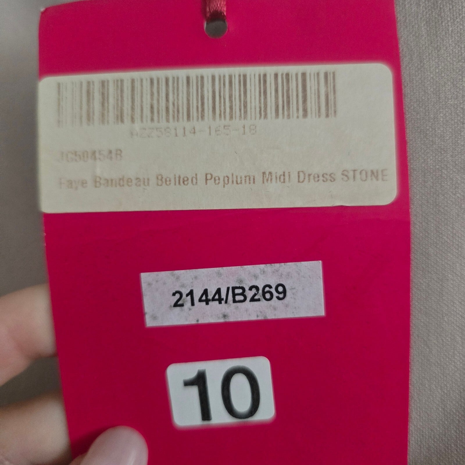 Boohoo BNWT Faye Bandeau Belted Peplum Midi Dress in Stone, UK Size 10