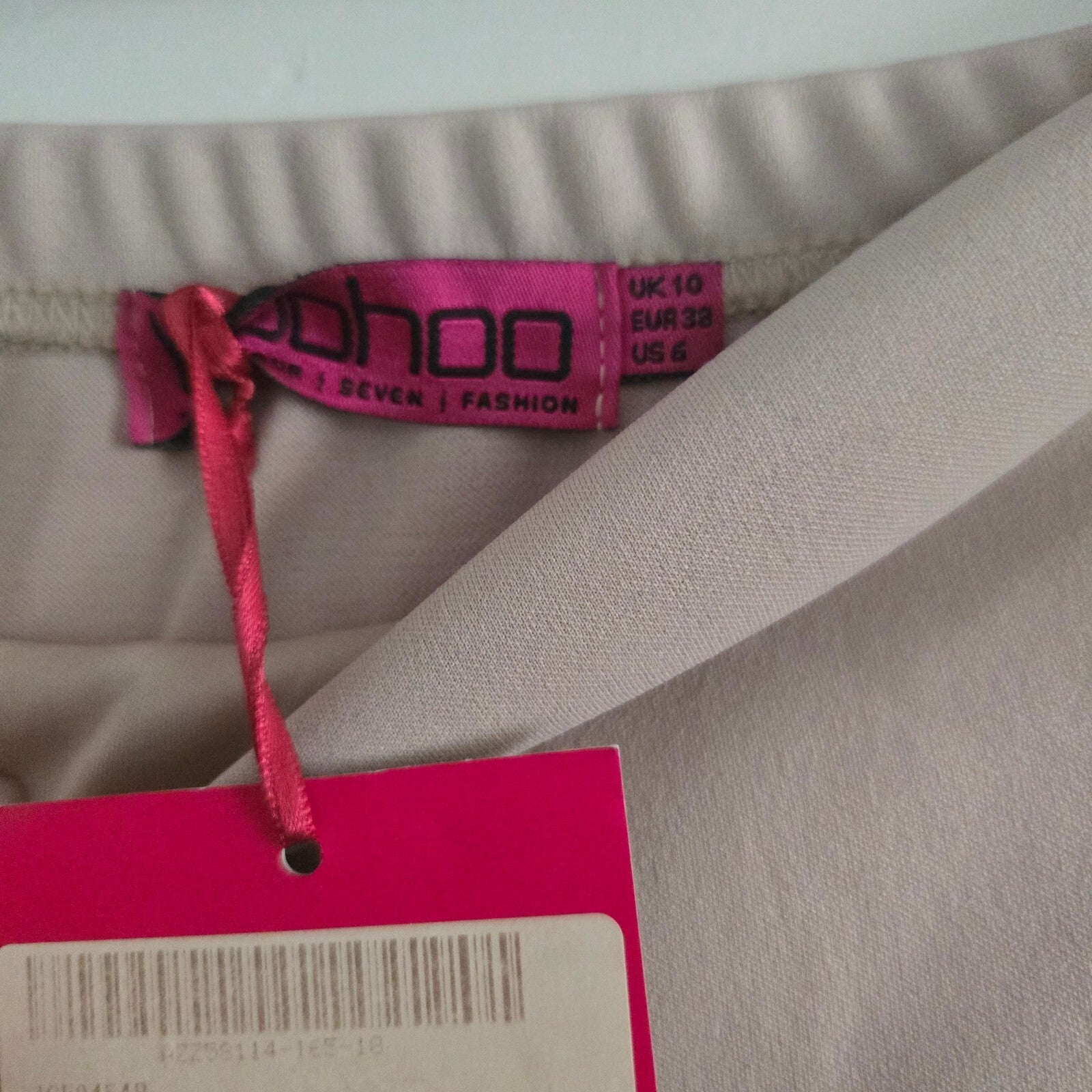 Boohoo BNWT Faye Bandeau Belted Peplum Midi Dress in Stone, UK Size 10