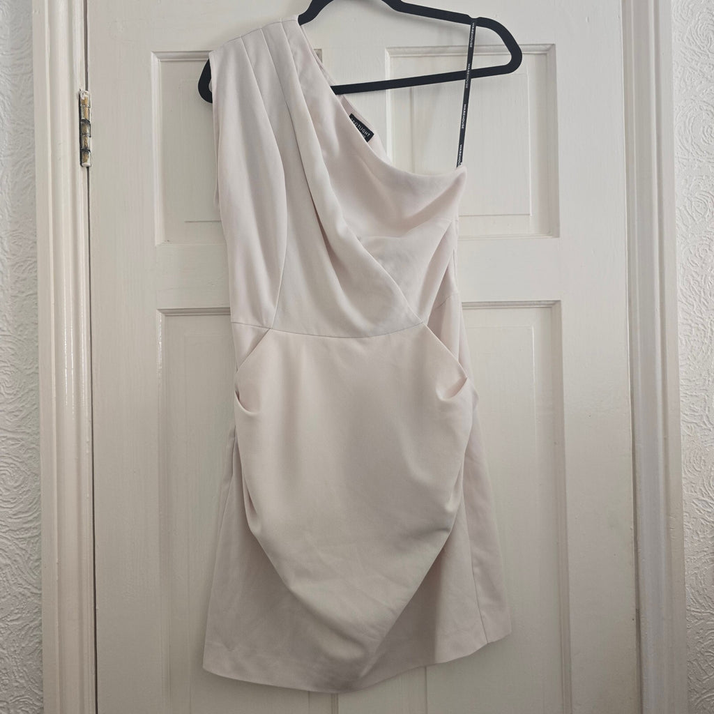 Spotlight by Warehouse One Shoulder Cream Mini Dress UK 12