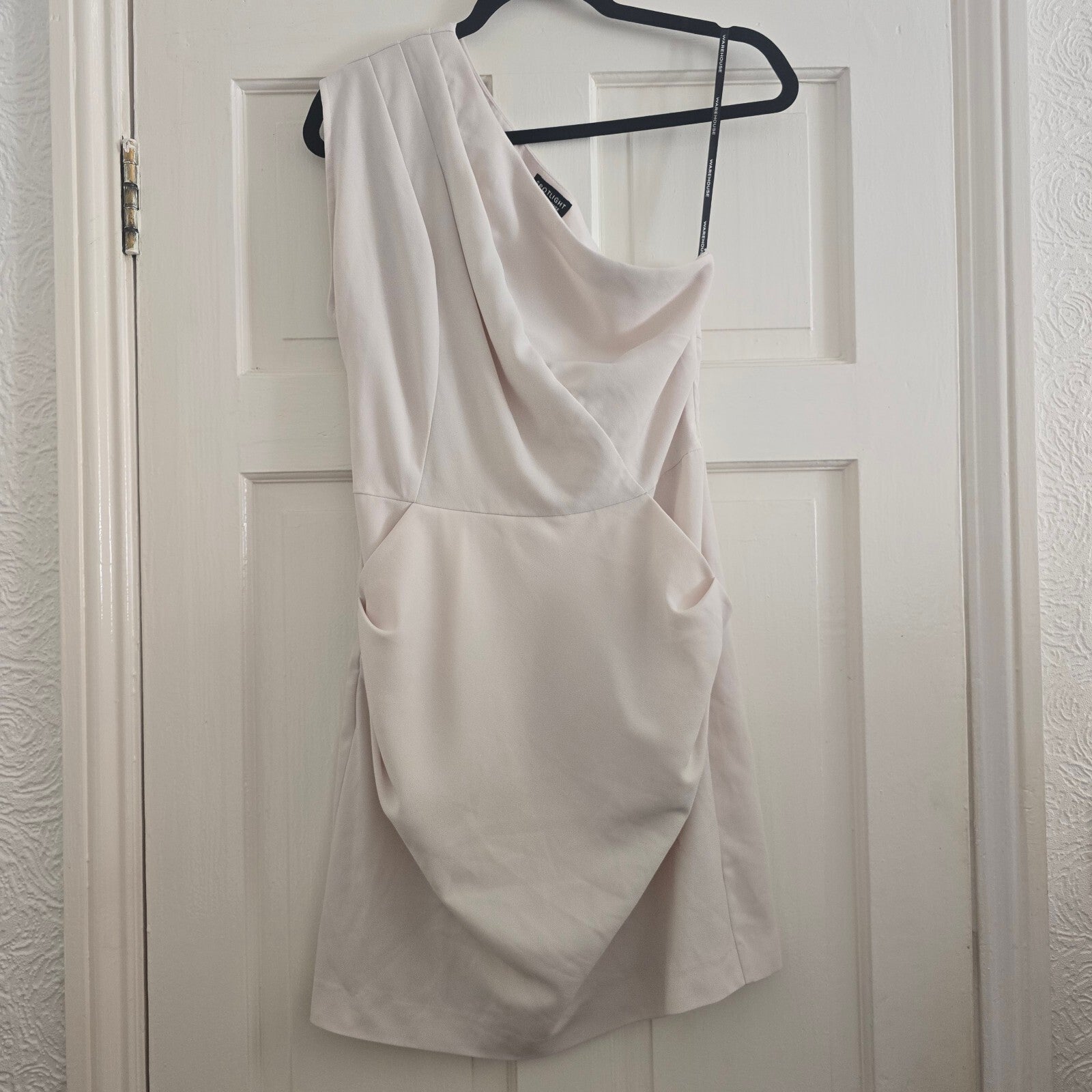 Spotlight by Warehouse One Shoulder Cream Mini Dress UK 12