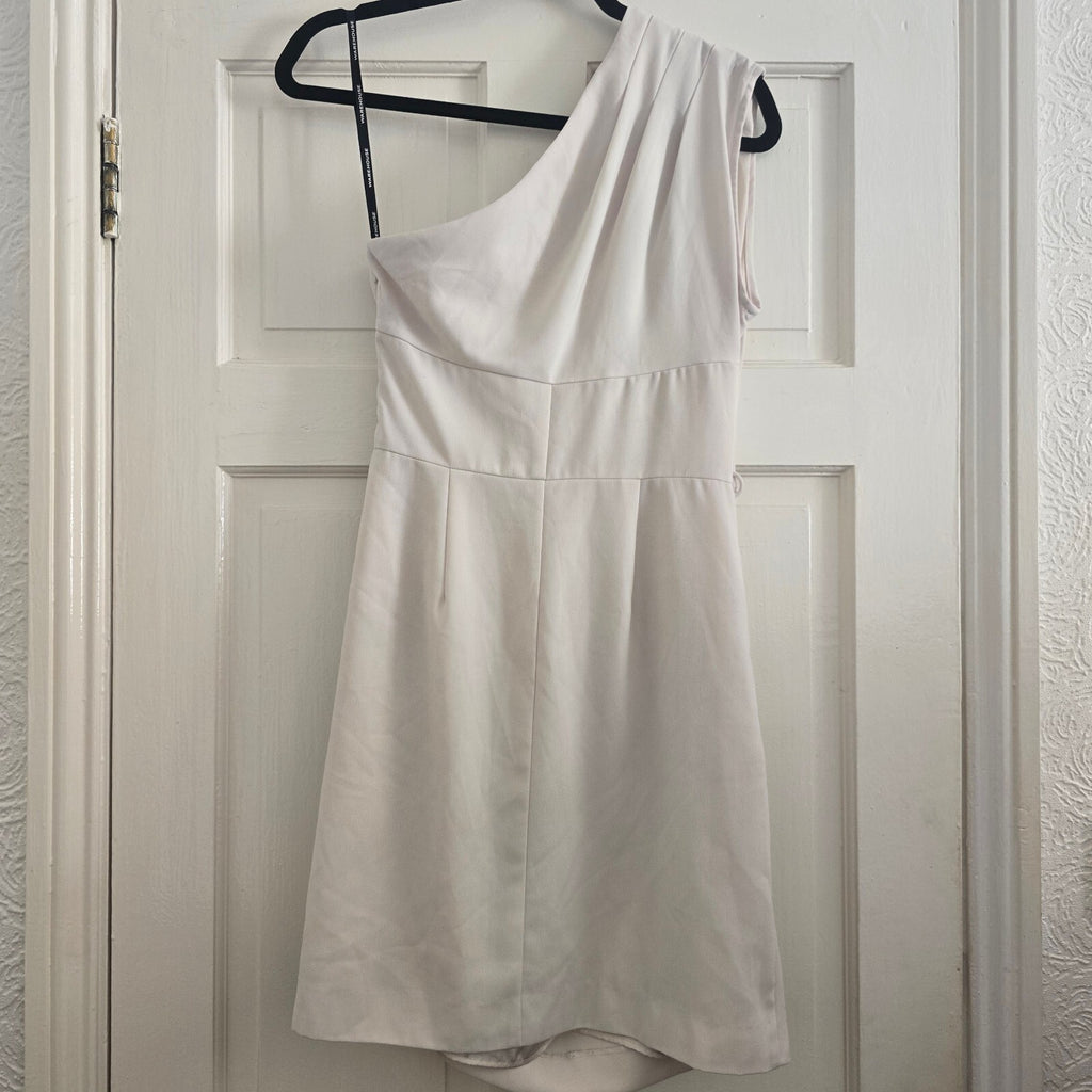 Spotlight by Warehouse One Shoulder Cream Mini Dress UK 12