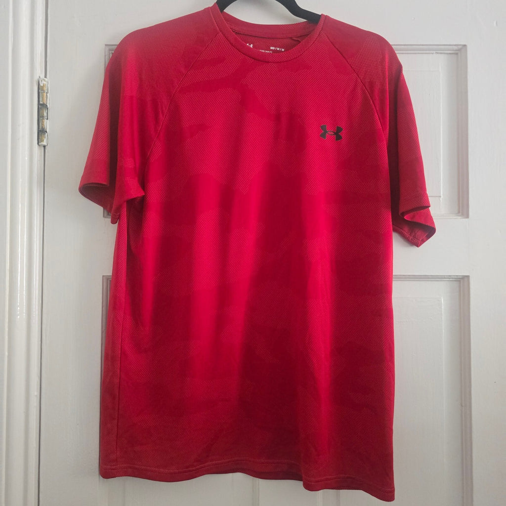 Under Armour Loose Fit Red Camo Short Sleeve Performance T-Shirt Medium