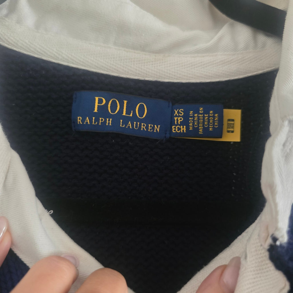 Polo Ralph Lauren Striped Knitted Rugby Sweater with White Collar XS, retro