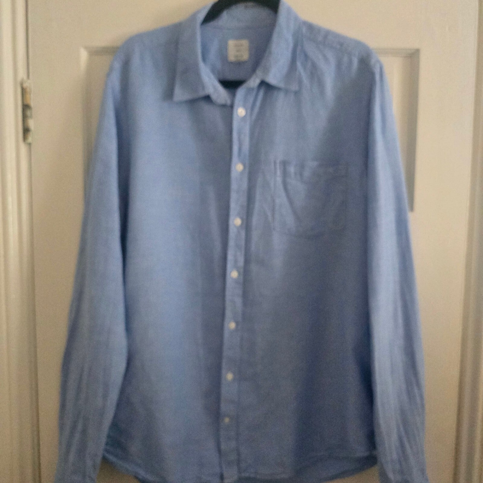 Gap Men's Light Blue Linen Mix Button-Up Shirt XL