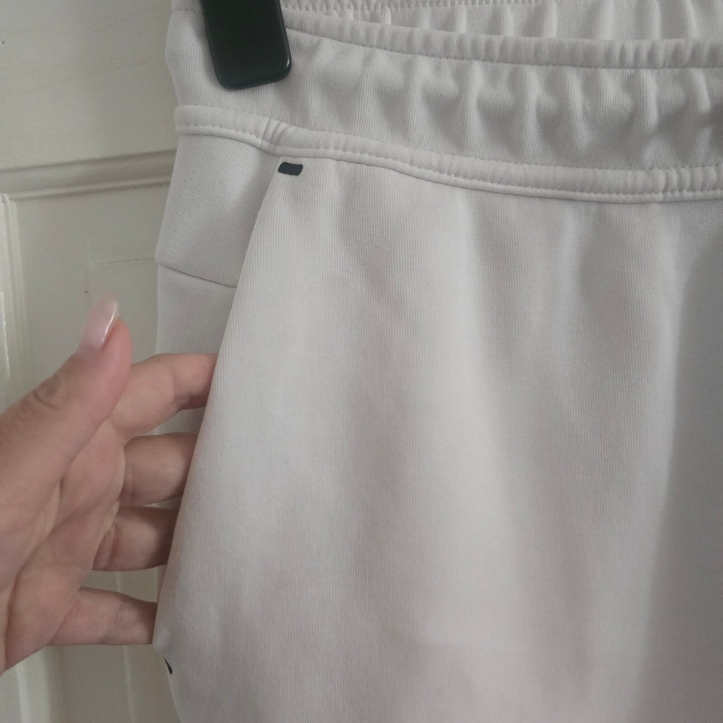 Nike White Jogger Sweatpants with Black Drawstring & Side Zipper Pocket, Size M