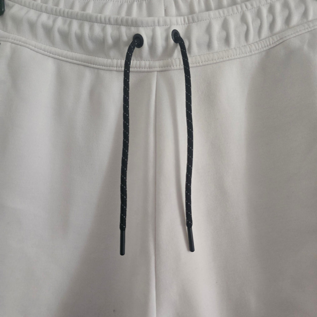 Nike White Jogger Sweatpants with Black Drawstring & Side Zipper Pocket, Size M