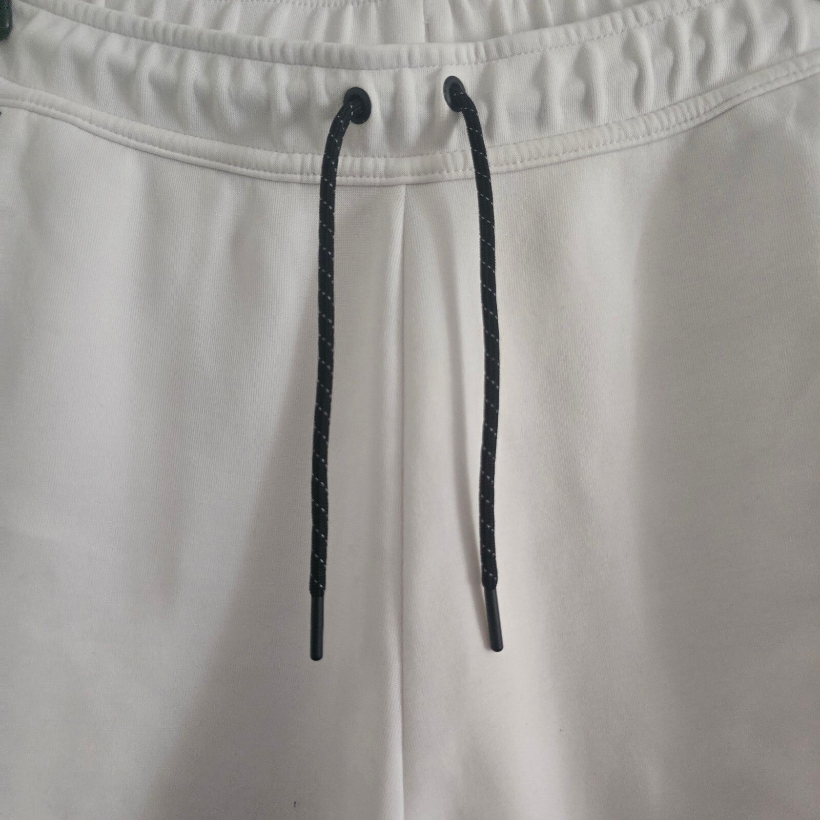 Nike White Jogger Sweatpants with Black Drawstring & Side Zipper Pocket, Size M