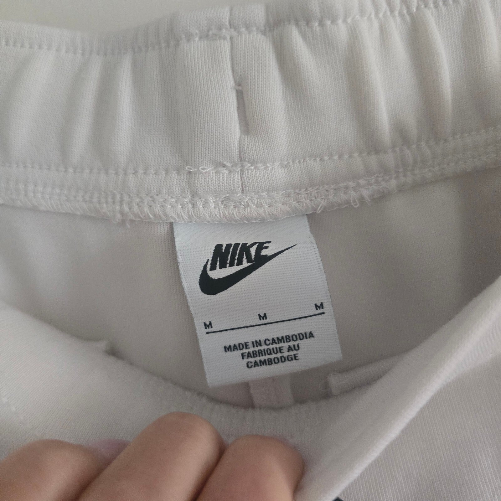 Nike White Jogger Sweatpants with Black Drawstring & Side Zipper Pocket, Size M