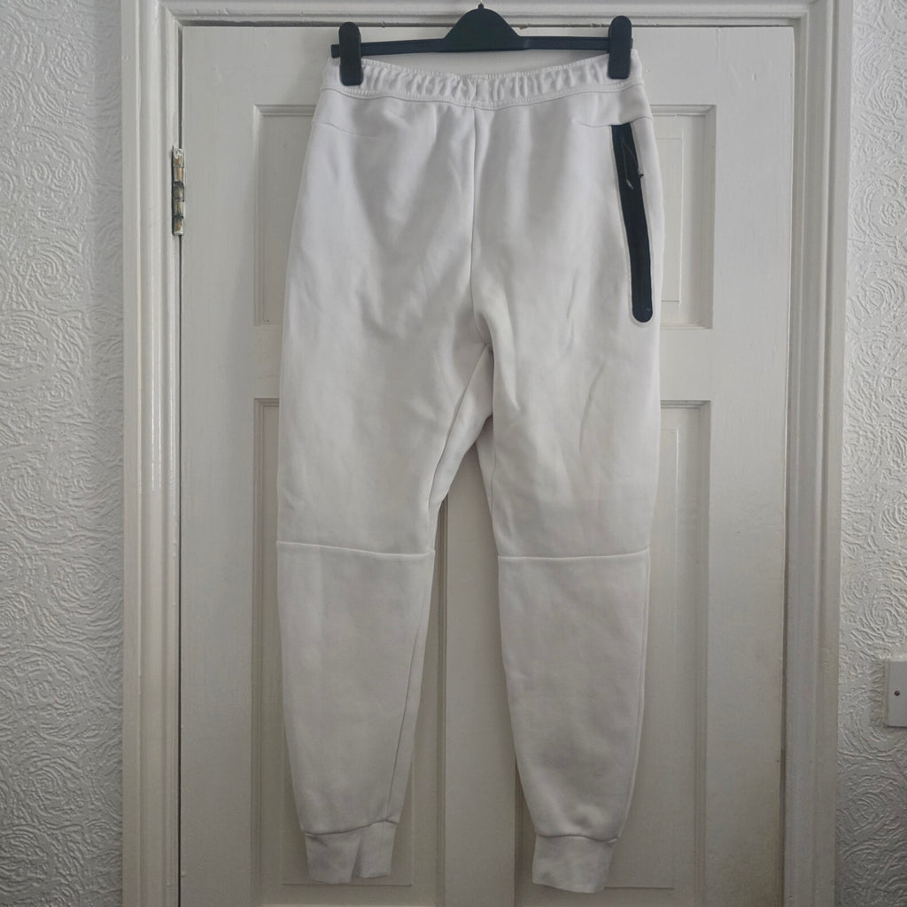 Nike White Jogger Sweatpants with Black Drawstring & Side Zipper Pocket, Size M