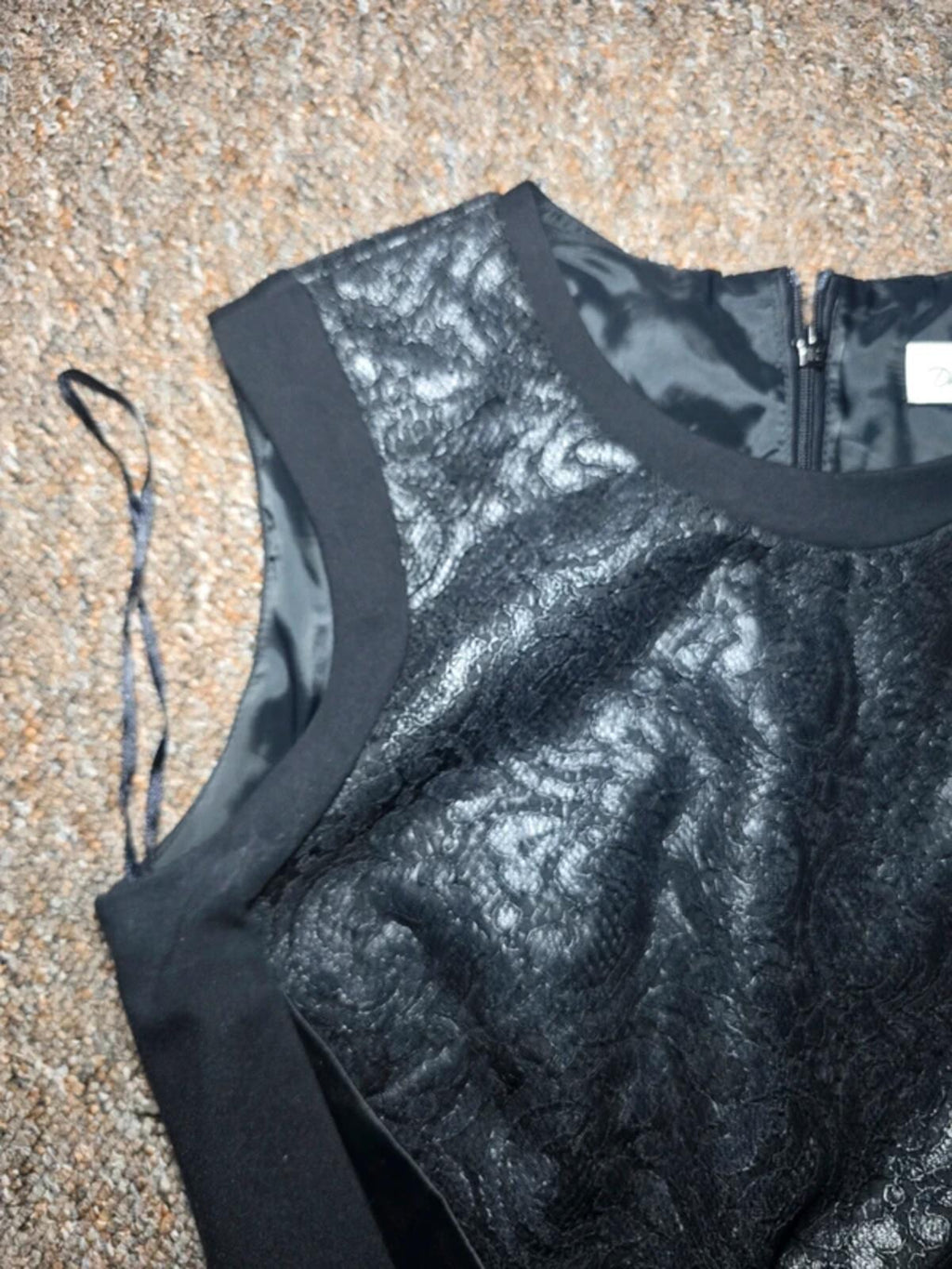 Damsel in a Dress Black Pencil Dress, Bodycon Panelled, Lace, sleeveless Size 12