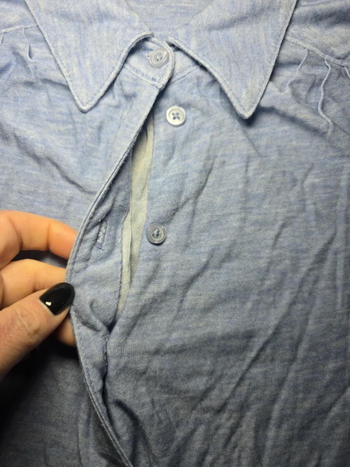 Banana Republic Faux Wrap Jersey Shirt, Light Blue, Size M, Excellent Condition