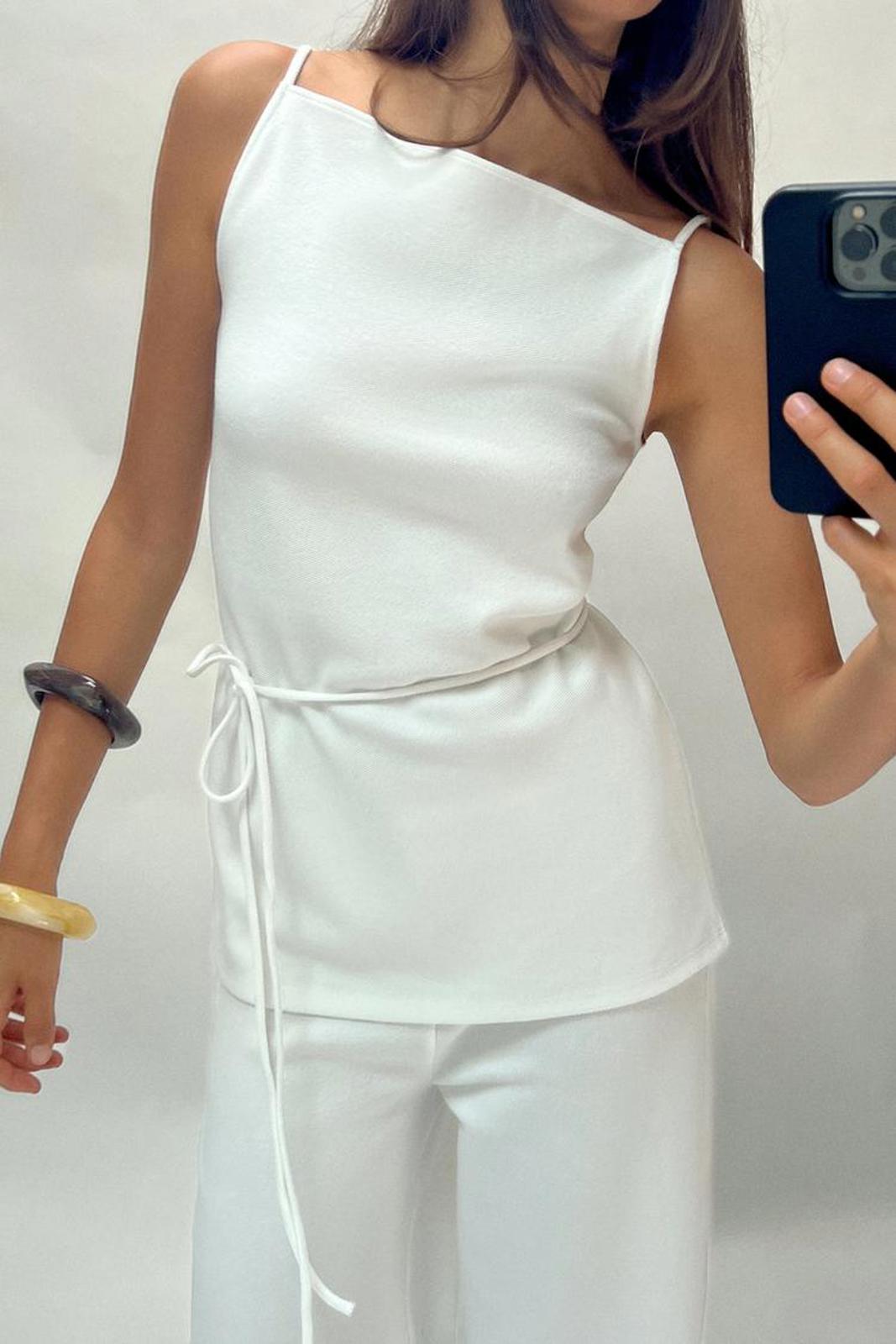 Zara Blogger Favourite White Tie-Waist Tunic Top, size L, sold out