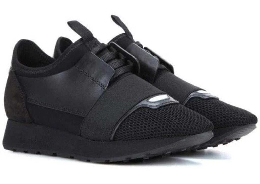 Balenciaga Black Mesh and Leather Sneakers, size UK5, race runner, designer