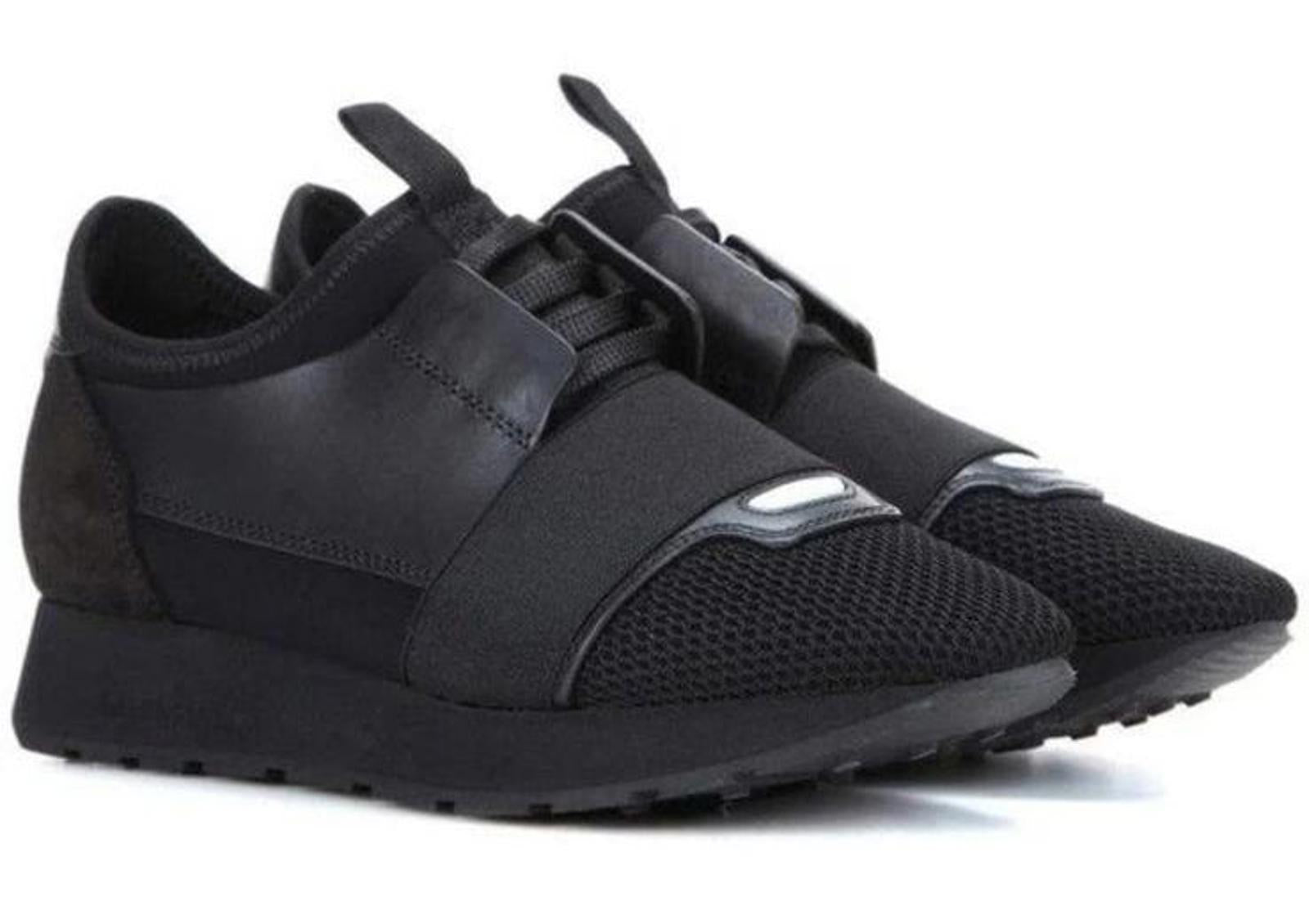 Balenciaga Black Mesh and Leather Sneakers, size UK5, race runner, designer