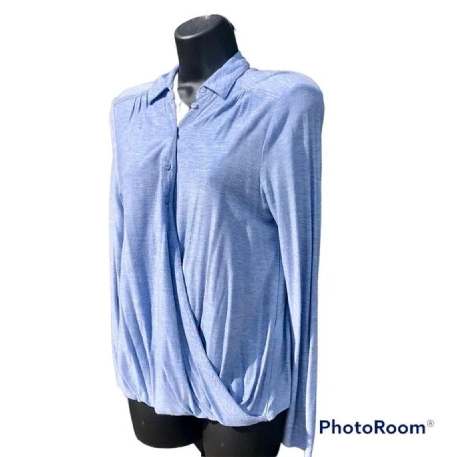 Banana Republic Faux Wrap Jersey Shirt, Light Blue, Size M, Excellent Condition