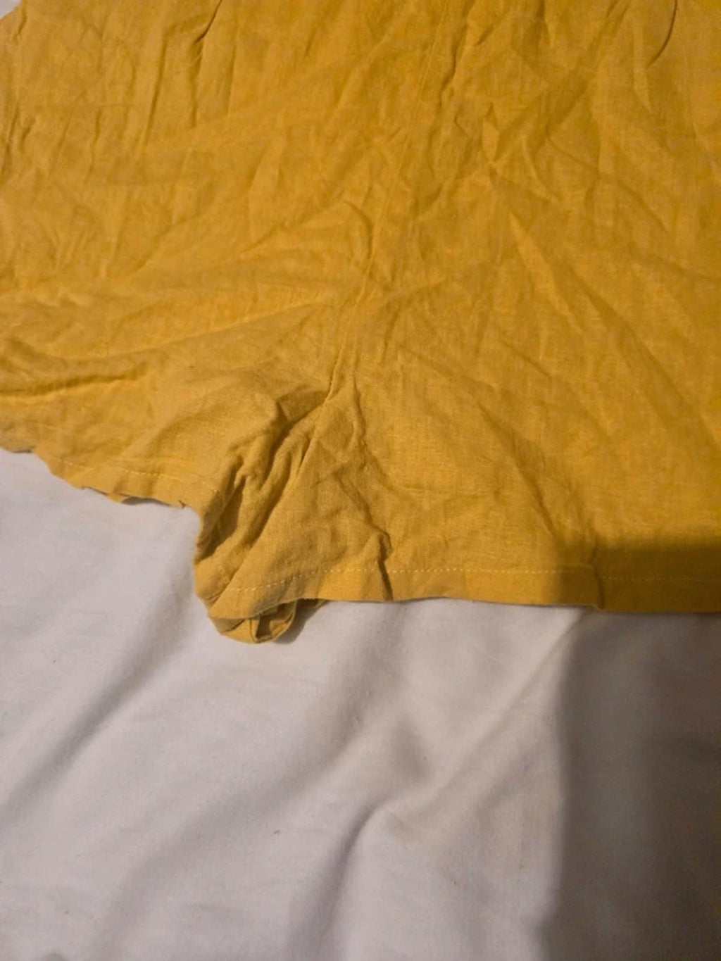 Berksha linen look yellow mustard strappy playsuit, romper, size S, tie back detail