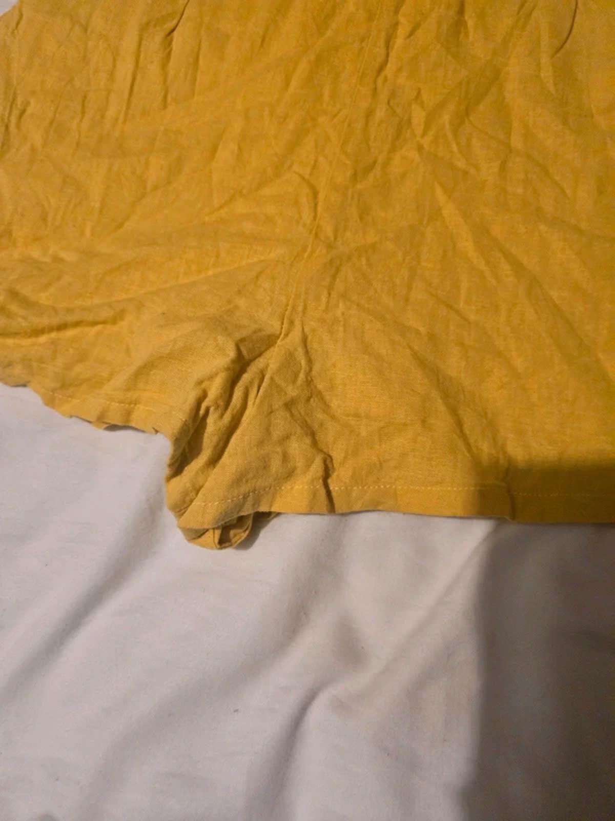 Berksha linen look yellow mustard strappy playsuit, romper, size S, tie back detail