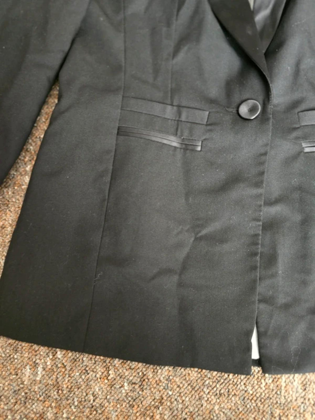 Dorothy Perkins black single breasted blazer tuxedo jacket, Satin detailing, size 6
