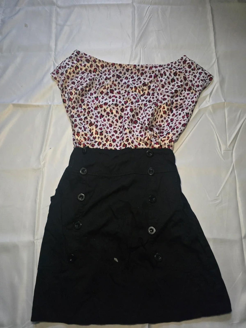 Funk Rock animal print and pencil skirt dress, satin style top, size S, retro