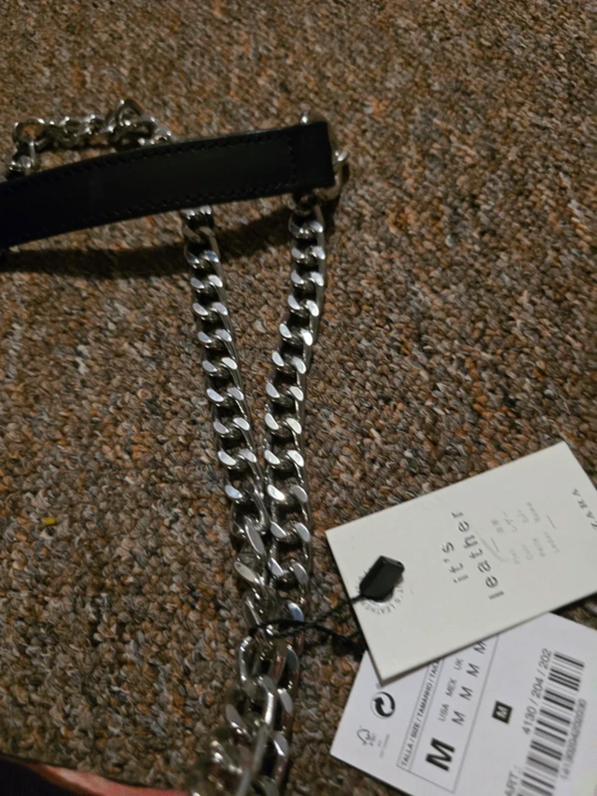 Zara animal print leather crossbody bag with chain strap and stud detailing BNWT
