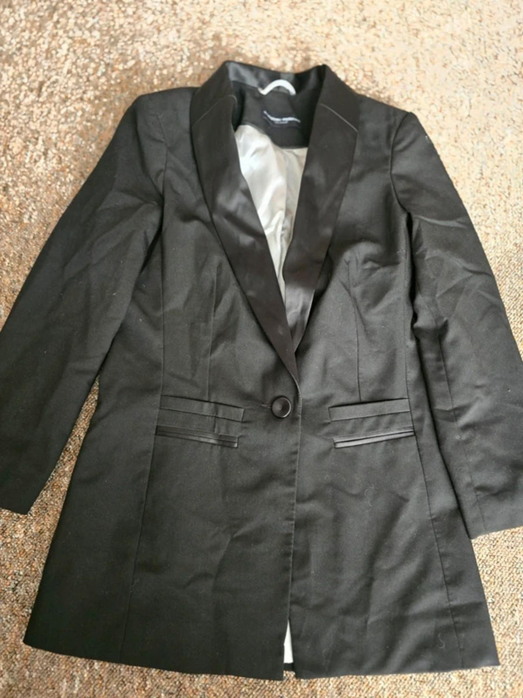 Dorothy Perkins black single breasted blazer tuxedo jacket, Satin detailing, size 6