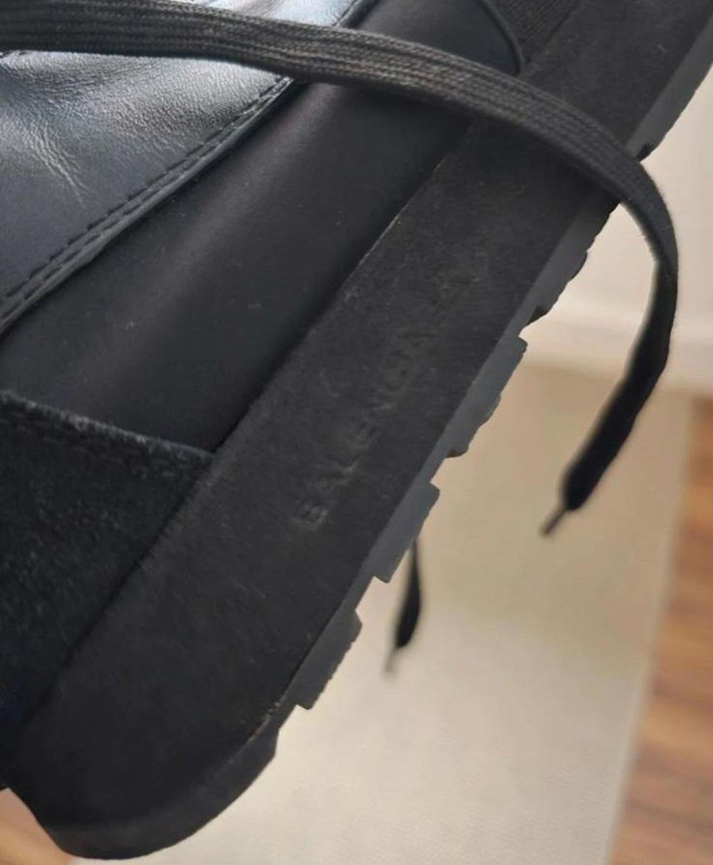 Balenciaga Black Mesh and Leather Sneakers, size UK5, race runner, designer