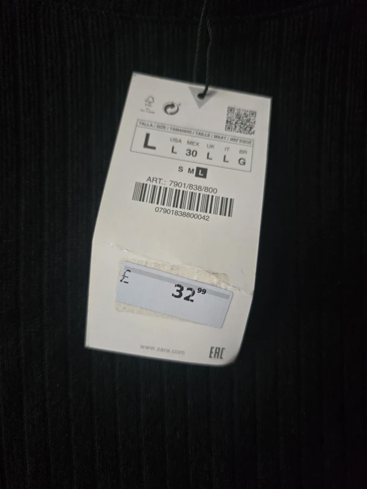 Zara Black diamante trim ribbed jumper knit dress, size L, BNWT
