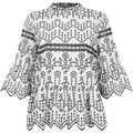 White and Black Embroidered Cotton Blouse with Scalloped Edges, River Island, 10