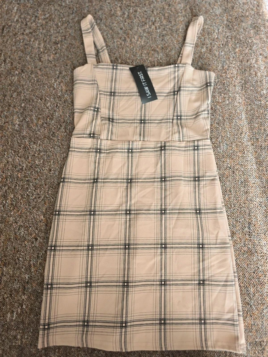 I Saw It First Beige Checked Pinafore Dress, size 10, BNWT, workwear, summer