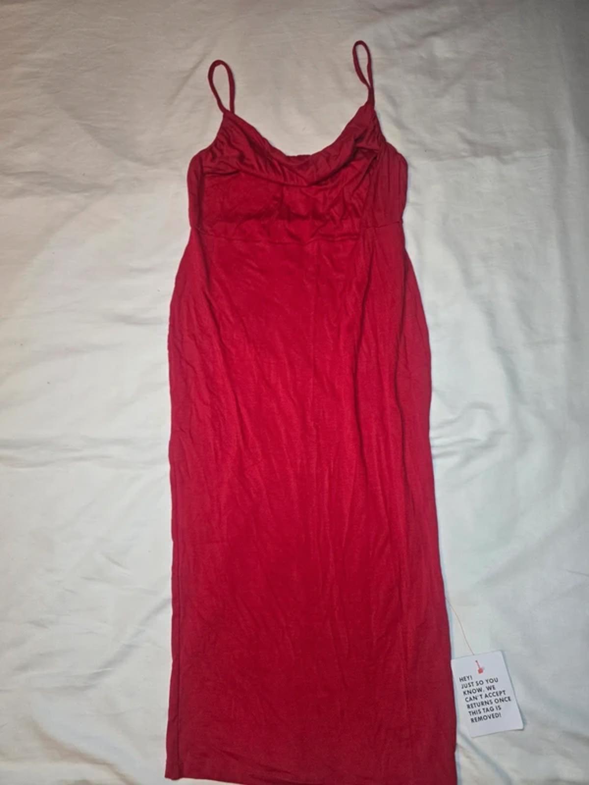 Asos Design Red cowl neck strappy midi jersey bodycon dress, size 10, bnwt