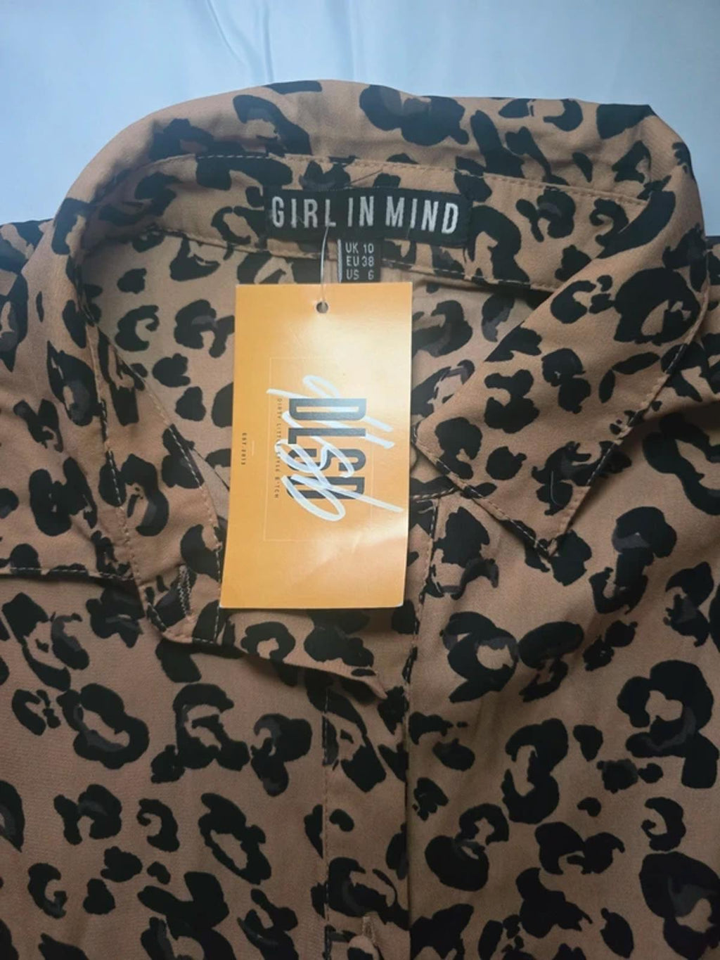 Girl In Mind animal print shirt dress, BNWT, 3/4 length sleeve, button front
